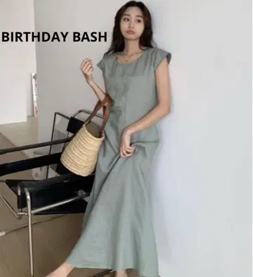 BIRTHDAY BASH 린넨 백 레이스업 드레스 원피스 민트
