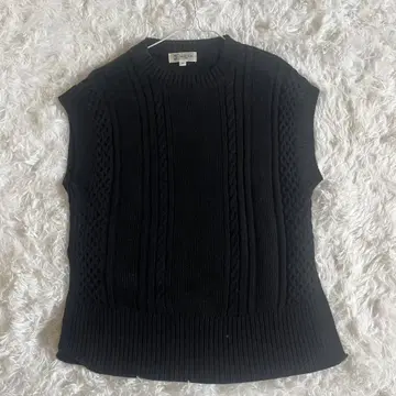 MICHEL KLEIN 여성용 슬리브리스 니트 M 블랙 이토킨