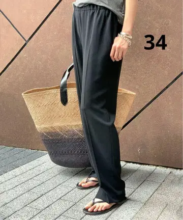AP STUDIO 슬릿 이지 테이퍼드 팬츠 블랙 34
