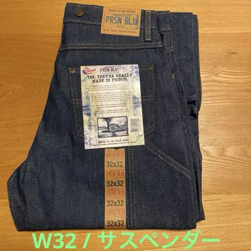 프리즌 블루스 더블니 워크 팬츠 서스펜더 버튼 TYPE W32