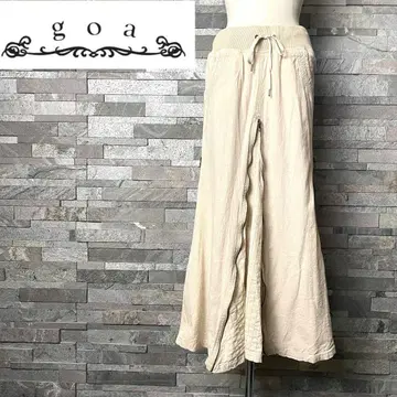 GOA 린넨 코튼 롱 플레어 스커트 지퍼 슬라이더 기믹