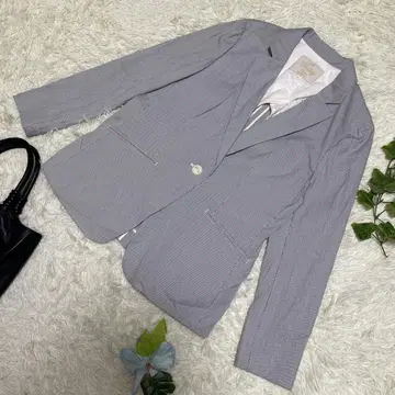 새상품급 23구 테일러드 자켓 백 오픈 블루 스트라이프 44 2XL