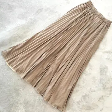 Broderie & Co 플리츠 롱 스커트 베이지 사이즈 F