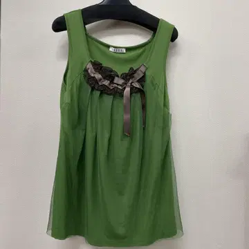 IKUKO 그린 슬리브리스 튜닉