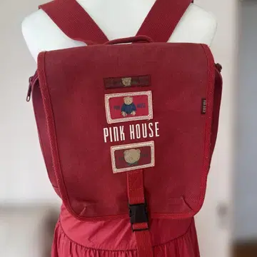 PINK HOUSE 곰 자수 백팩 레드
