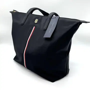 타미힐피거 블랙 나일론 토트백 트리코롤 A4 PC