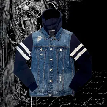 ZARA MAN y2k 맨투맨 절개 데미지 데님 자켓 후드티