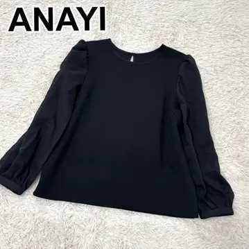ANAYI 아나이 티셔츠 블라우스 소매 레이스 시어 블라우스 절개 블랙
