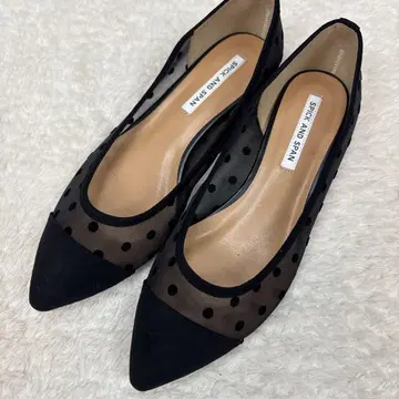 SPICK AND SPAN 도트 무늬 플랫슈즈 24.5 블랙