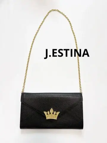 새상품급 J.ESTINA 제이에스티나 체인 지갑 블랙 장지갑