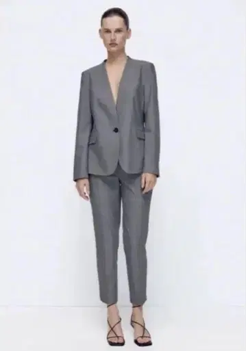 자라 멜란지 테일러드 팬츠 수트 셋업