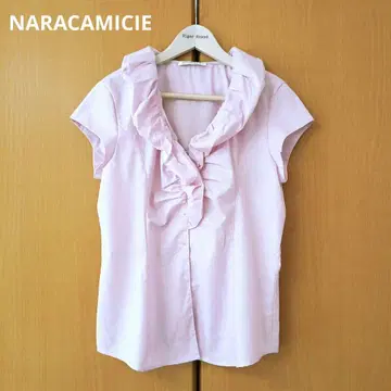 나라 까미체 벌룬 옷깃 프릴 블라우스 핑크