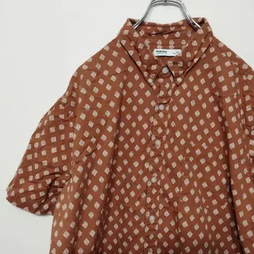USA 구제 의류 소노마 반팔 버튼 셔츠 2XL 브라운 화이트