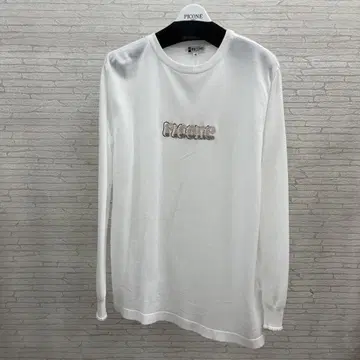 PICONE 자수 로고 화이트 긴팔 티셔츠 사이즈 L