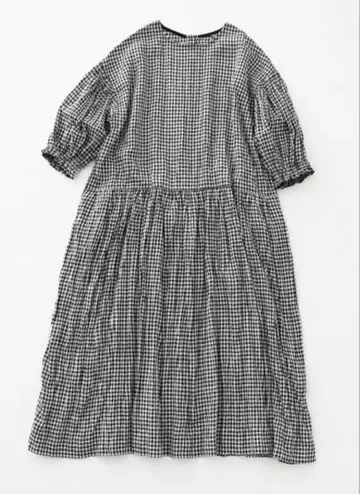 nest Robe 네스트로브 린넨 깅엄 벌룬 슬리브 원피스