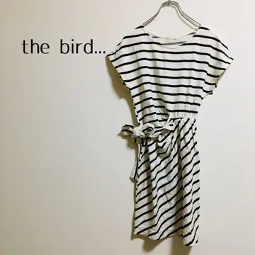 [ the bird - ] 튜닉 원피스 한국 프렌치 슬리브 리본