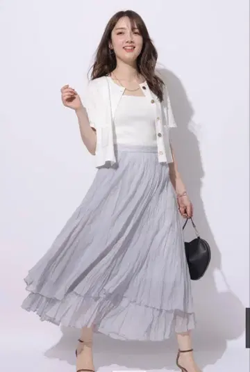 와셔 플리츠 레이어드 스커트