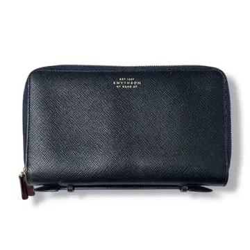 SMYTHSON 스미슨 더블 지퍼 트래블 지갑 장지갑 네이비