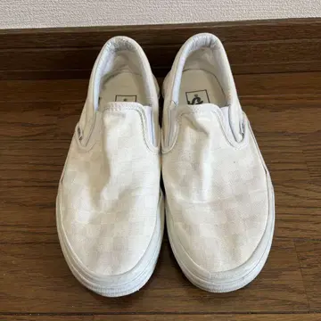 VANS 체커 슬립온 화이트 25cm