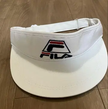 90s FILA 선바이저 캡 화이트 챙 안쪽 그린 빈티지