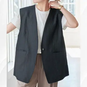 25SS  이번 시즌 모델  스픽 앤 스팬  린넨 캔버스 V 칼라 베스트
