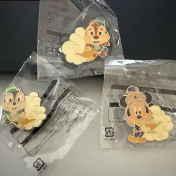 도쿄 디즈니 미키 칩 데일 핀 배지 3개 세트