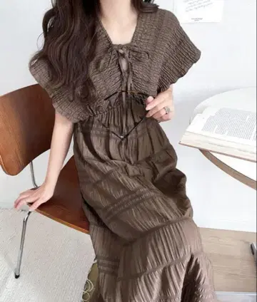 마조리카 플리츠 개더 플레어 원피스 S 사이즈