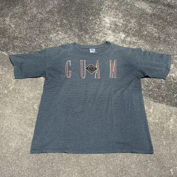 GUAM 80년대~90년대 빈티지 티셔츠 XL 보더 올리브 컬러