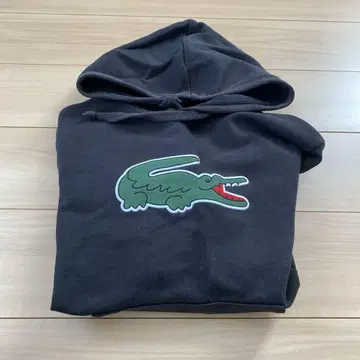 LACOSTE 블랙 후드 부착 후드티
