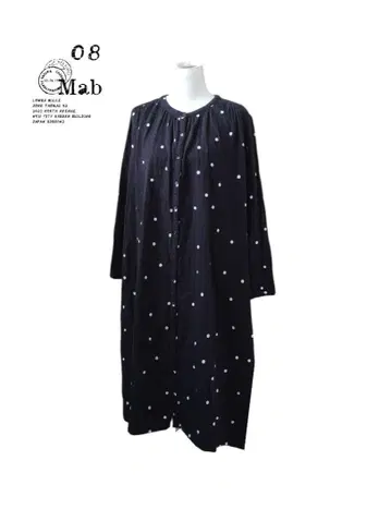 08Mab 08맵 밴드 칼라 도트 무늬 롱 원피스 면 100%