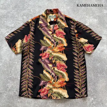 [ KAMEHAMEHA ] 카메하메하 알로하 셔츠 안스리움 블랙