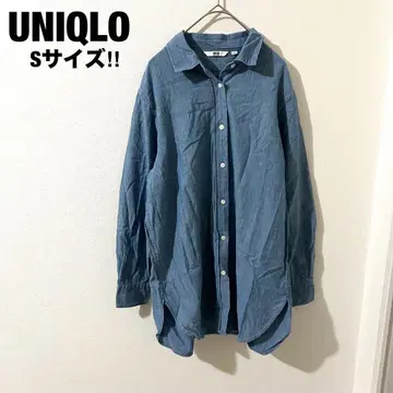 유니클로 데님 셔츠 블루 S 산뜻한 코튼 100%
