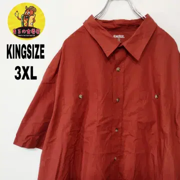 USA 구제 의류 KINGSIZE 반팔 버튼 셔츠 3XL 크림슨