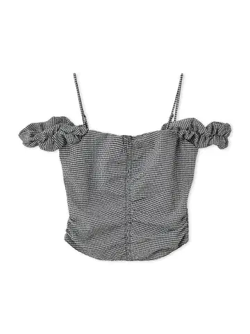 snidel 디자인 퍼프 슬리브 블라우스 (CHECK)