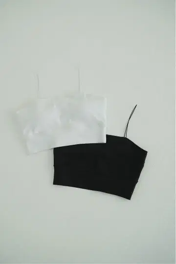 CLANE THIN CORD BARE TOP 화이트