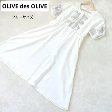 OLIVE des OLIVE 에스닉 커버 원피스 화이트 자수 F