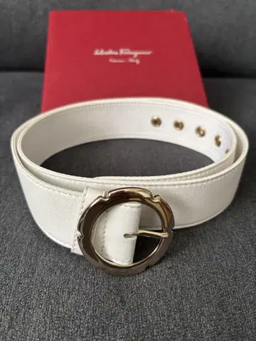 Salvatore Ferragamo 화이트 가죽 벨트