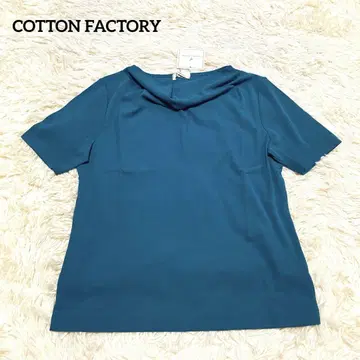 코튼 팩토리 바이오 라이스 카라 앞쪽이 넉넉한 반팔 풀오버 파랑 L