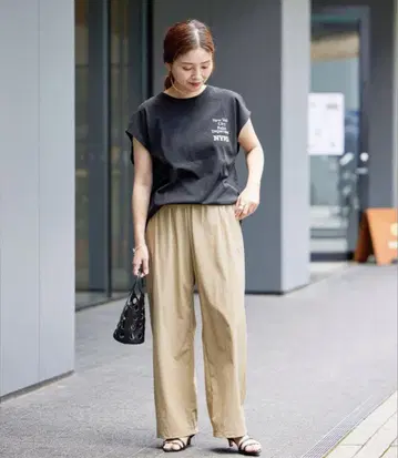 JOURNAL STANDARD 나일론 스트레치 와이드 팬츠 40 베이지