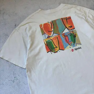 90s miro sprint 기업 아트 양면 프린트 t 멕시코제