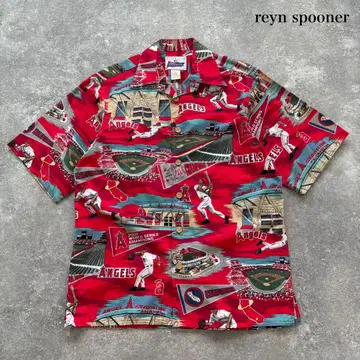 [ reyn spooner ] MLB ANGELS 오픈 카라 알로하 셔츠