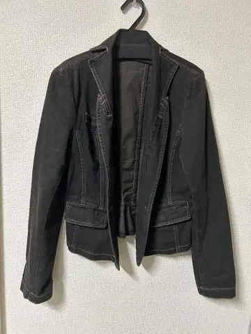 블랙 데님 자켓 테일러드