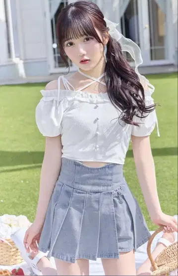 미셸 마카롱 슬림 레그 데님 치마바지 F 사이즈