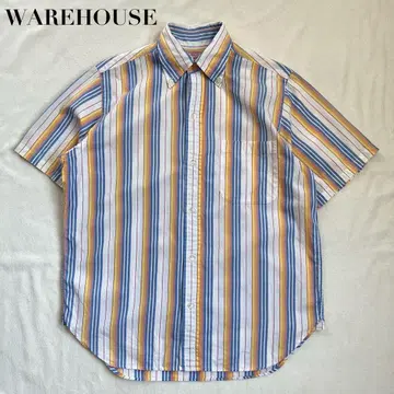 WAREHOUSE 반팔 셔츠 스트라이프 버튼 다운 웨어하우스