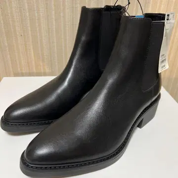 새상품 GU 지유 가죽 힐 부츠 +E 27cm 블랙 천연 가죽