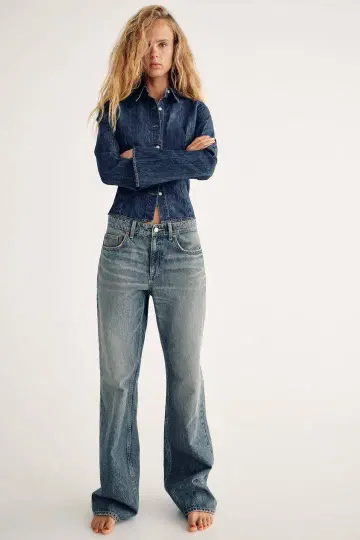 ZARA 자라 와이드 레그 풀렝스 배기 팬츠 데님 34