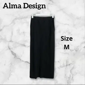 알마 디자인 셀프 컷 리브 타이트 스커트 롱 블랙 M