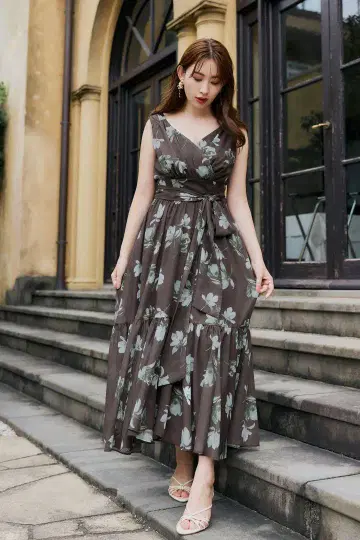 herlipto Anemone Cache-Coeur Long Dress