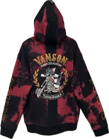 VANSON x 톰과 제리 자수 타이다이 패턴 지퍼 후드티 XXL