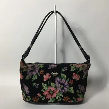 2507-45 | 페일러 핸드백 셰닐 직조 블랙 꽃무늬 자수